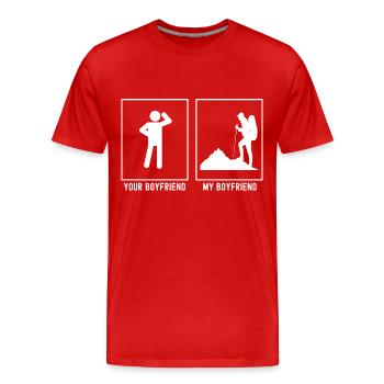 Your Friend - My Friend - Hiking Uphill - Men's Premium Organic T-Shirt - red - Front - Damien (186cm)