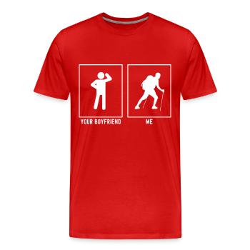 Dein Freund - Ich - Wandern Schwierig - Männer Premium Bio T-Shirt - Rot - Vorne - Damien (186cm)