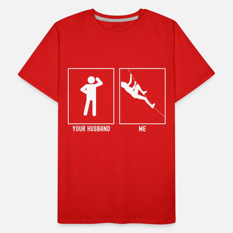 Ihr Ehemann - Ich - Klettern Diagonal Männer Premium Bio T-Shirt