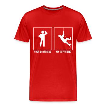 Your Friend - My Friend - Climbing Rappel - Men's Premium Organic T-Shirt - red - Front - Damien (186cm)