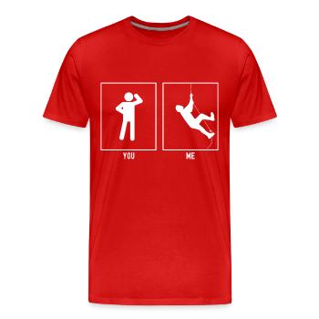 You - Me - Wall climbing - Men's Premium Organic T-Shirt - red - Front - Damien (186cm)