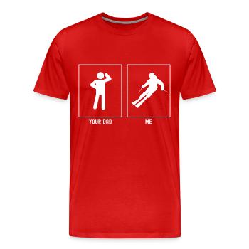 Dein Vater - Ich - Gleiten und Skifahren - Männer Premium Bio T-Shirt - Rot - Vorne - Damien (186cm)