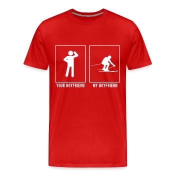 Your friend - My friend - Skiing Aufbaugeschwi - Men's Premium Organic T-Shirt - red - Front - Damien (186cm)