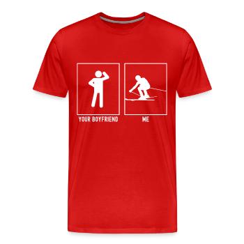 Your Friend - Me - Skiing Links Illustration - Men's Premium Organic T-Shirt - red - Front - Damien (186cm)