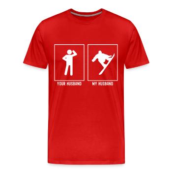 Ihr Ehemann - Mein Ehemann - Radikaler Snowboard-S - Männer Premium Bio T-Shirt - Rot - Vorne - Damien (186cm)