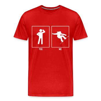 Dein Vater - Ich - Radikales Snowboarding - Männer Premium Bio T-Shirt - Rot - Vorne - Damien (186cm)