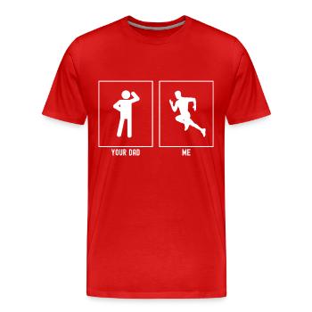 Ton père - moi - excité de courir - T-shirt bio Premium Homme - rouge - Devant - Damien (186cm)