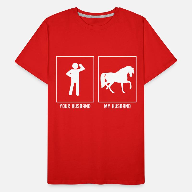 Ihr Ehemann - Mein Ehemann - Pferd auf einem Bein Männer Premium Bio T-Shirt
