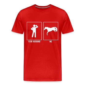 Votre mari - moi - cheval - T-shirt bio Premium Homme - rouge - Devant - Damien (186cm)