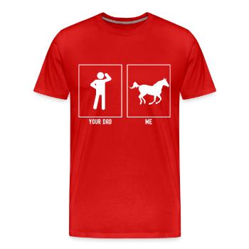 Your father - me - Running horse to the right - Men's Premium Organic T-Shirt - red - Front - Damien (186cm)
