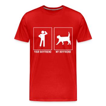 Votre ami - Mon ami - Promenade du chat - T-shirt bio Premium Homme - rouge - Devant - Damien (186cm)