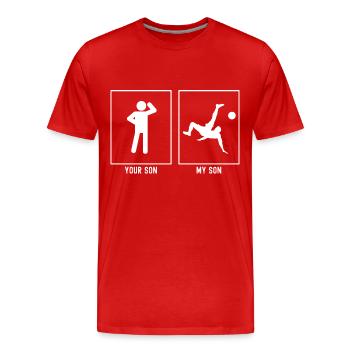 Your Son - My Son - Football Player Flip Kick - Men's Premium Organic T-Shirt - red - Front - Damien (186cm)
