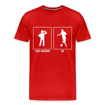 Ihr Ehemann - Ich - Fußballspieler - Männer Premium Bio T-Shirt - Rot - Vorne - Damien (186cm)