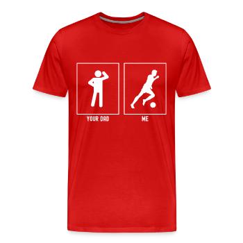 Your Father - Me - Running Soccer Player - Men's Premium Organic T-Shirt - red - Front - Damien (186cm)