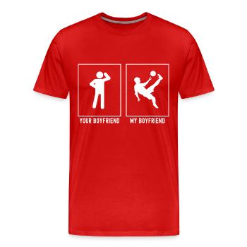 Your Friend - My Friend - Football High Kick - Men's Premium Organic T-Shirt - red - Front - Damien (186cm)