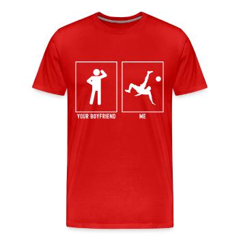 Votre ami - moi - Football flip kick - T-shirt bio Premium Homme - rouge - Devant - Damien (186cm)