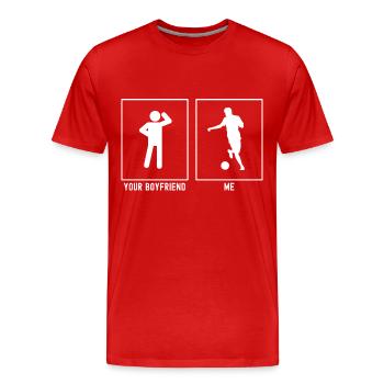 Your Friend - Me - Football Pass - Men's Premium Organic T-Shirt - red - Front - Damien (186cm)