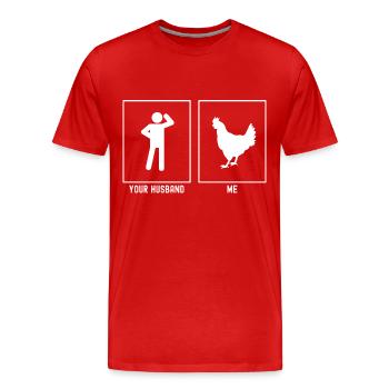 Her Husband - Me - Farm Chicken - Men's Premium Organic T-Shirt - red - Front - Damien (186cm)