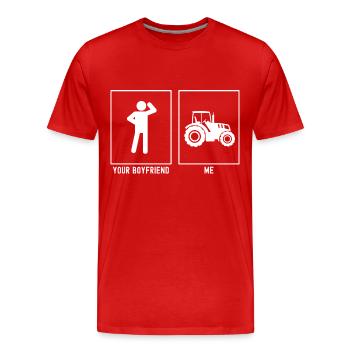 Your Friend - Me - Farm Tractor - Men's Premium Organic T-Shirt - red - Front - Damien (186cm)
