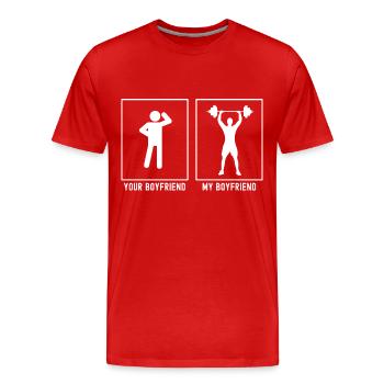 Votre ami - Mon ami - Fitness - T-shirt bio Premium Homme - rouge - Devant - Damien (186cm)