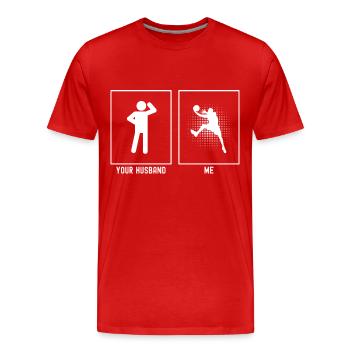 Dein Mann - Ich - Basketball Gepunkteter Vektor - Männer Premium Bio T-Shirt - Rot - Vorne - Damien (186cm)