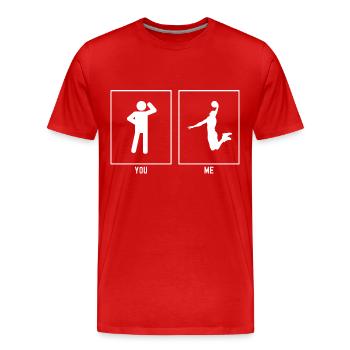 Du - Ich - Basketball Dunk Links - Männer Premium Bio T-Shirt - Rot - Vorne - Damien (186cm)