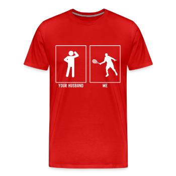 Ihr Ehemann - Ich - Tennisspieler Solo - Männer Premium Bio T-Shirt - Rot - Vorne - Damien (186cm)