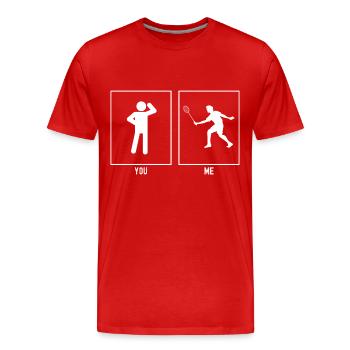 Du - Ich - Tennisspieler - Männer Premium Bio T-Shirt - Rot - Vorne - Damien (186cm)