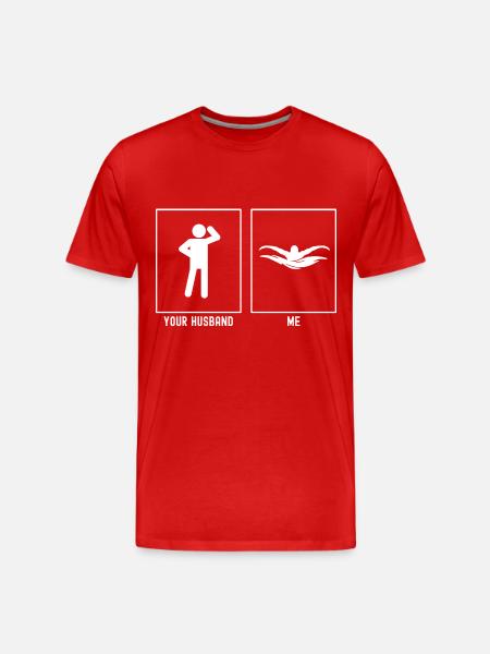 Son mari - moi - nageant - T-shirt bio Premium Homme - rouge