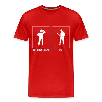 Dein Freund - Ich - Gitarrist Solo - Männer Premium Bio T-Shirt - Rot - Vorne - Damien (186cm)