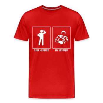 Ihr Ehemann - Mein Ehemann - Boxen Block - Männer Premium Bio T-Shirt - Rot - Vorne - Damien (186cm)
