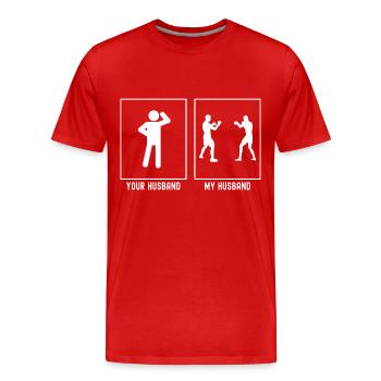 Ihr Ehemann - Mein Ehemann - Boxer - Männer Premium Bio T-Shirt - Rot - Vorne - Damien (186cm)