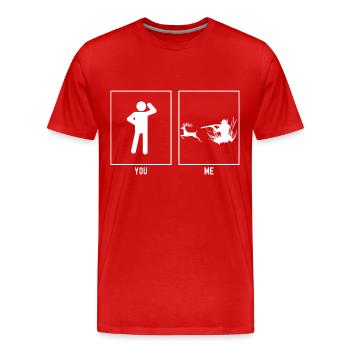 You - I - Hunting deer - Men's Premium Organic T-Shirt - red - Front - Damien (186cm)