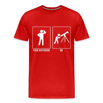 Dein Freund - Ich - Astronomie Teleskop - Männer Premium Bio T-Shirt - Rot - Vorne - Damien (186cm)