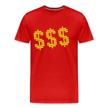 $ Dollar Signe Money - T-shirt bio Premium Homme - rouge - Devant - Damien (186cm)
