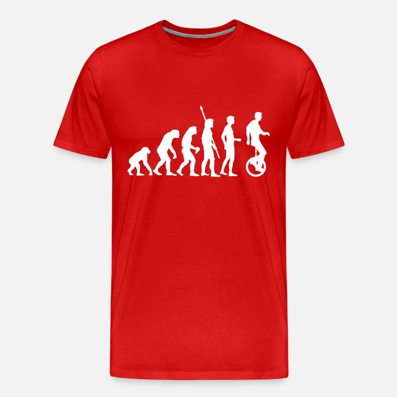 evolution_einradfahrer_1c - Männer Premium Bio T-Shirt - Rot