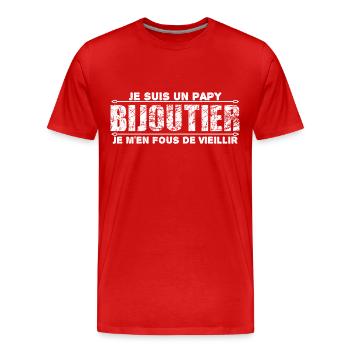 je suis un papy bijoutier cadeau pour mon papy. - T-shirt bio Premium Homme - rouge - Devant - Damien (186cm)