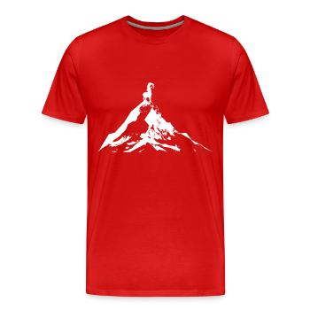 Goat - Mountain - (6) - Men's Premium Organic T-Shirt - red - Front - Damien (186cm)