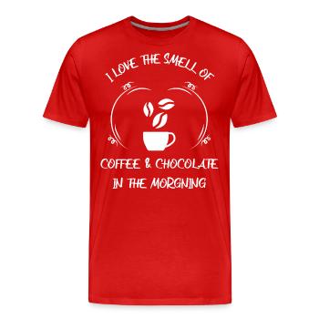 Café, expresso, café et chocolat - T-shirt bio Premium Homme - rouge - Devant - Damien (186cm)