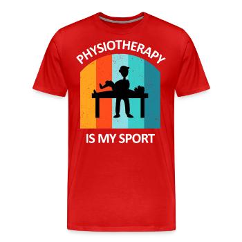 Kinésithérapeute cadeau humoristique disant drôle - T-shirt bio Premium Homme - rouge - Devant - Damien (186cm)
