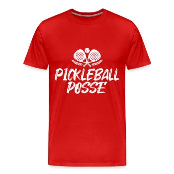 Pickleball Posse - Men's Premium Organic T-Shirt - red - Front - Damien (186cm)
