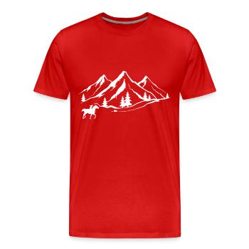 Montagne 1 et Cheval - (HO) - T-shirt bio Premium Homme - rouge - Devant - Damien (186cm)