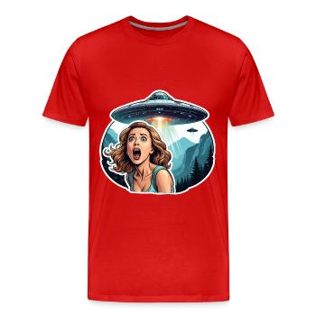 UFO Invasion Alien Abduction Horror - Men's Premium Organic T-Shirt - red - Front - Damien (186cm)