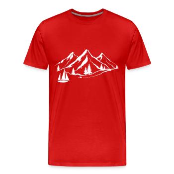 Berg 1 und Segelboot - (SA) - Männer Premium Bio T-Shirt - Rot - Vorne - Damien (186cm)