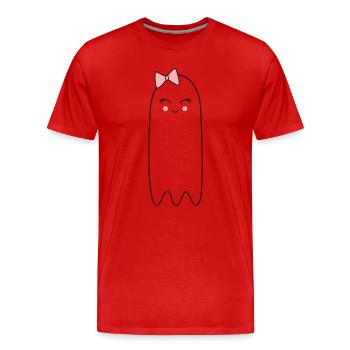 Geist mit rosa Schleife – Süßes Halloween Design - Männer Premium Bio T-Shirt - Rot - Vorne - Damien (186cm)