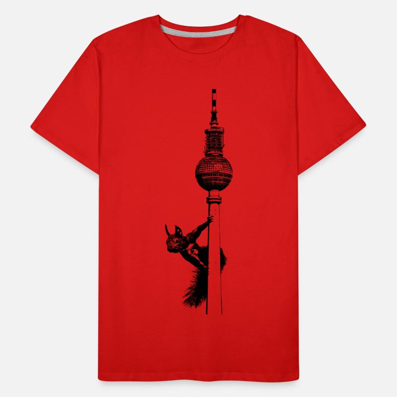 Fernsehturm Berlin mit Eichhörnchen / Grafik Männer Premium Bio T-Shirt