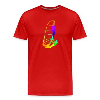 Planche à voile Arc-en-ciel Couleurs Sports - T-shirt bio Premium Homme - rouge - Devant - Damien (186cm)