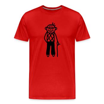 Opa mit Schnurrbart und Brille - Männer Premium Bio T-Shirt - Rot - Vorne - Damien (186cm)