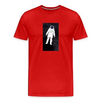 Ein Astronaut im Weltall - Männer Premium Bio T-Shirt - Rot - Vorne - Damien (186cm)