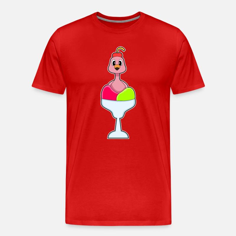 Flamingo Eisbecher - Männer Premium Bio T-Shirt - Rot
